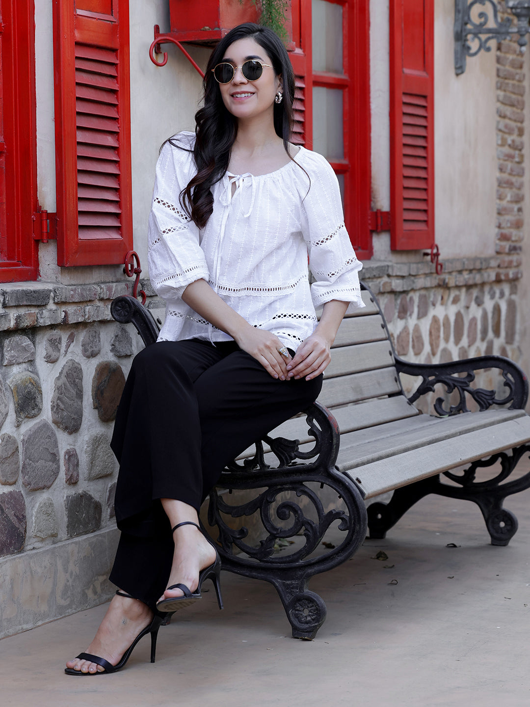 White Lace Insert Top