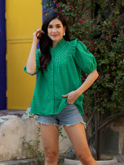 Green Embroidered Schiffli Top